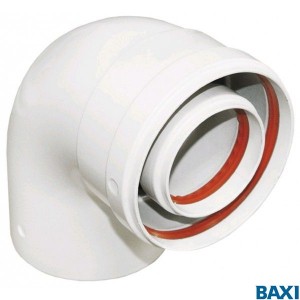 Коаксиальный отвод полипропиленовый 87° диам. 80/125 мм HT